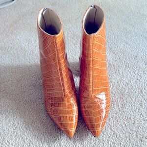 Vince Camuto Orange Croc-Embossed Ankle Boots